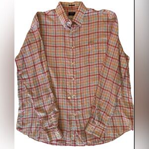 Paul & Shark Yachting Linen Plaid Button Down Made in Italy SZ 2XL